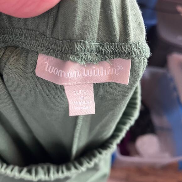 Woman Within Green Knit Pull On Pants New! Casual Comfortable Relax Soft 14/16 - Picture 4 of 4